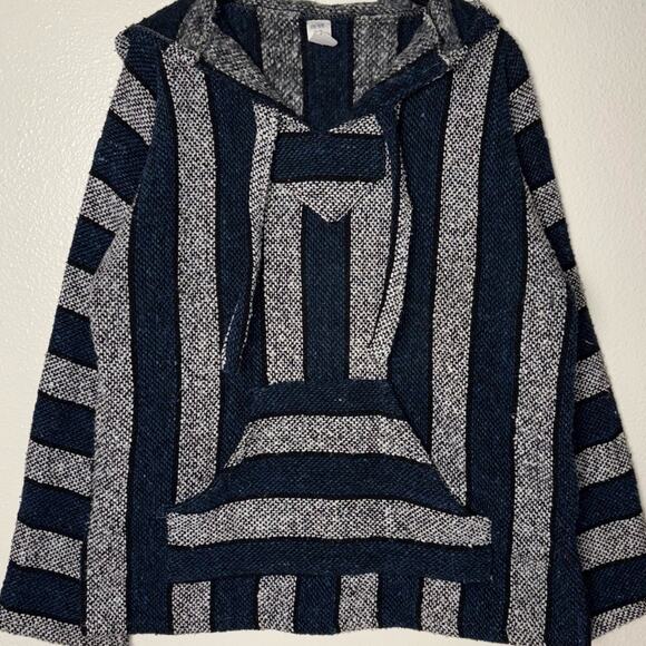Molina vintage Baja Hoodie Sweater pullover Size Medium Unisex Blue and Gray - Picture 5 of 16